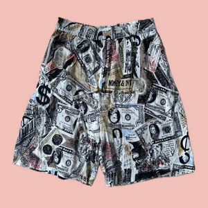 Vintage Money Print Shorts Size M – Graphic Y2K Streetwear Statement